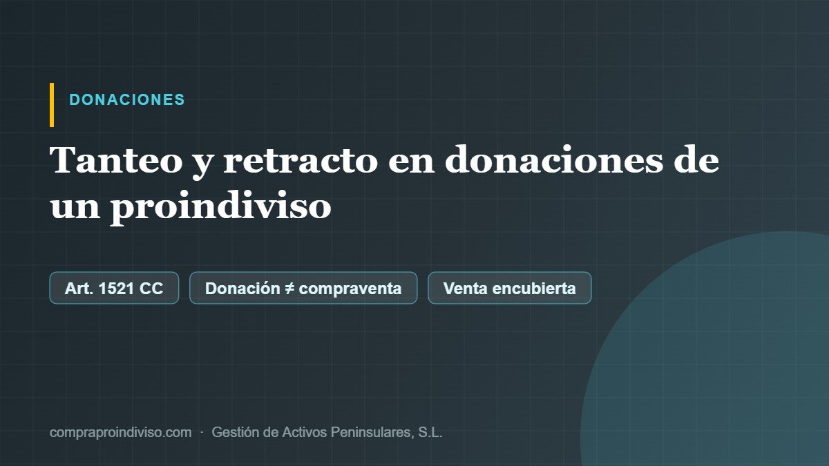 Donación de proindiviso: tanteo, retracto e impuestos