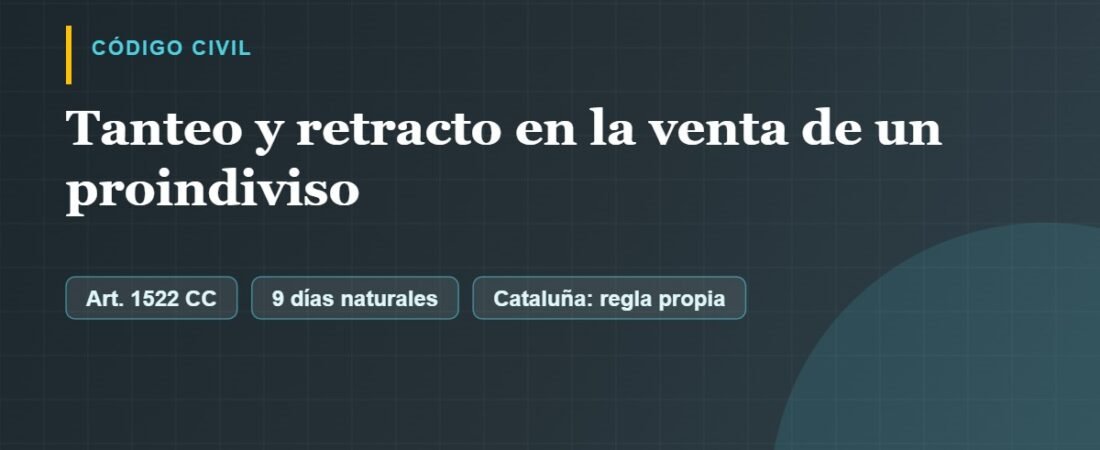 Tanteo y retracto en la venta de un proindiviso: plazos