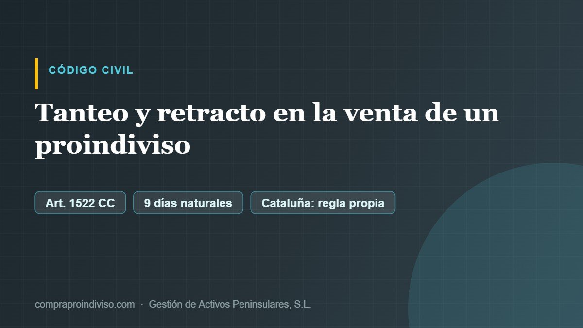 Tanteo y retracto de comuneros en la venta de un proindiviso: plazos del artículo 1522 del Código Civil